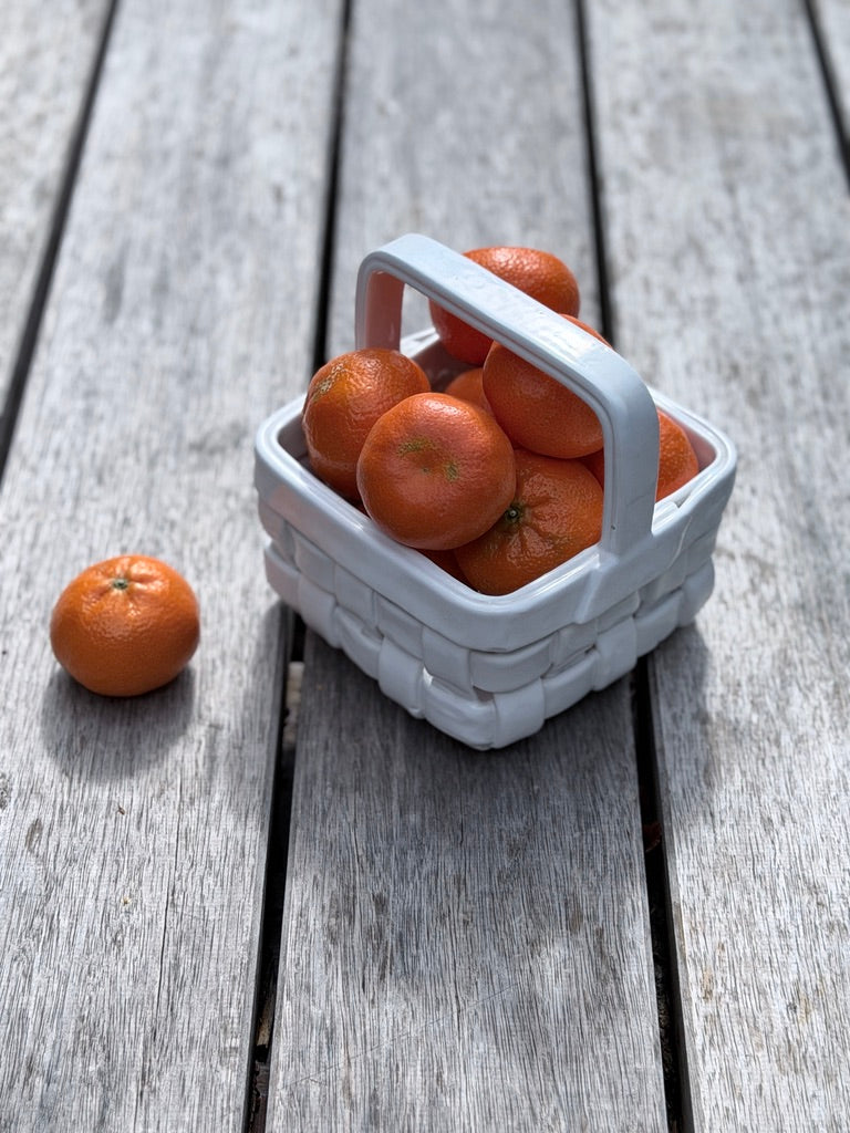 Woven ceramic basket