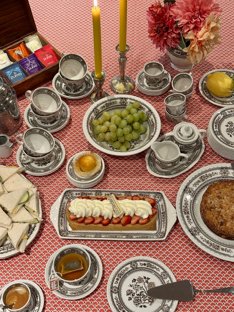 Wood & sons, dorset brown transferware high tea, breakfast 40 pieces