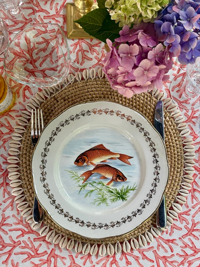 Porcelaine de France dignon fish tableware set 1950-1970