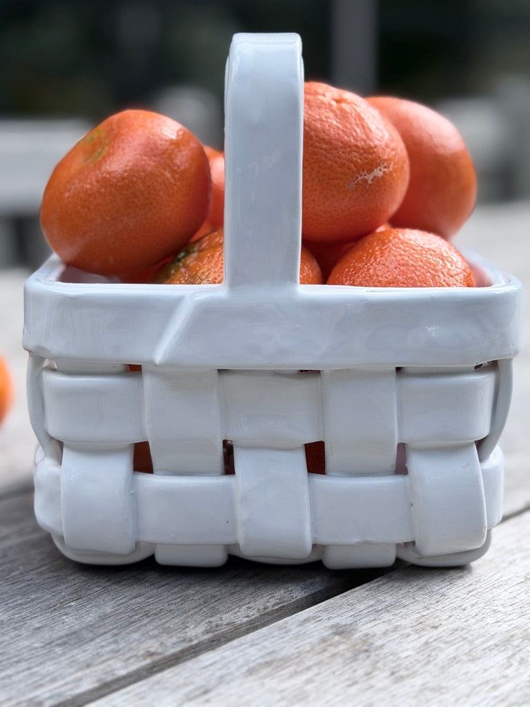 Woven ceramic basket
