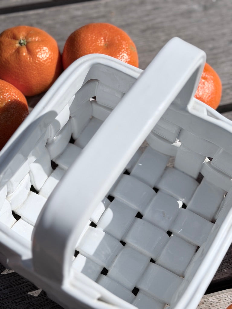 Woven ceramic basket