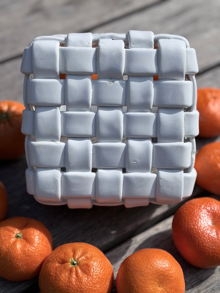 Woven ceramic basket