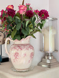 Villeroy & Boch Mettlach Valeria 1904 antique pitcher / vase. Red and white